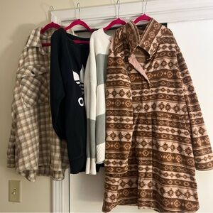 Calia, adidas and jessica simpson lot.  Assorted Tops large and oversized medium
